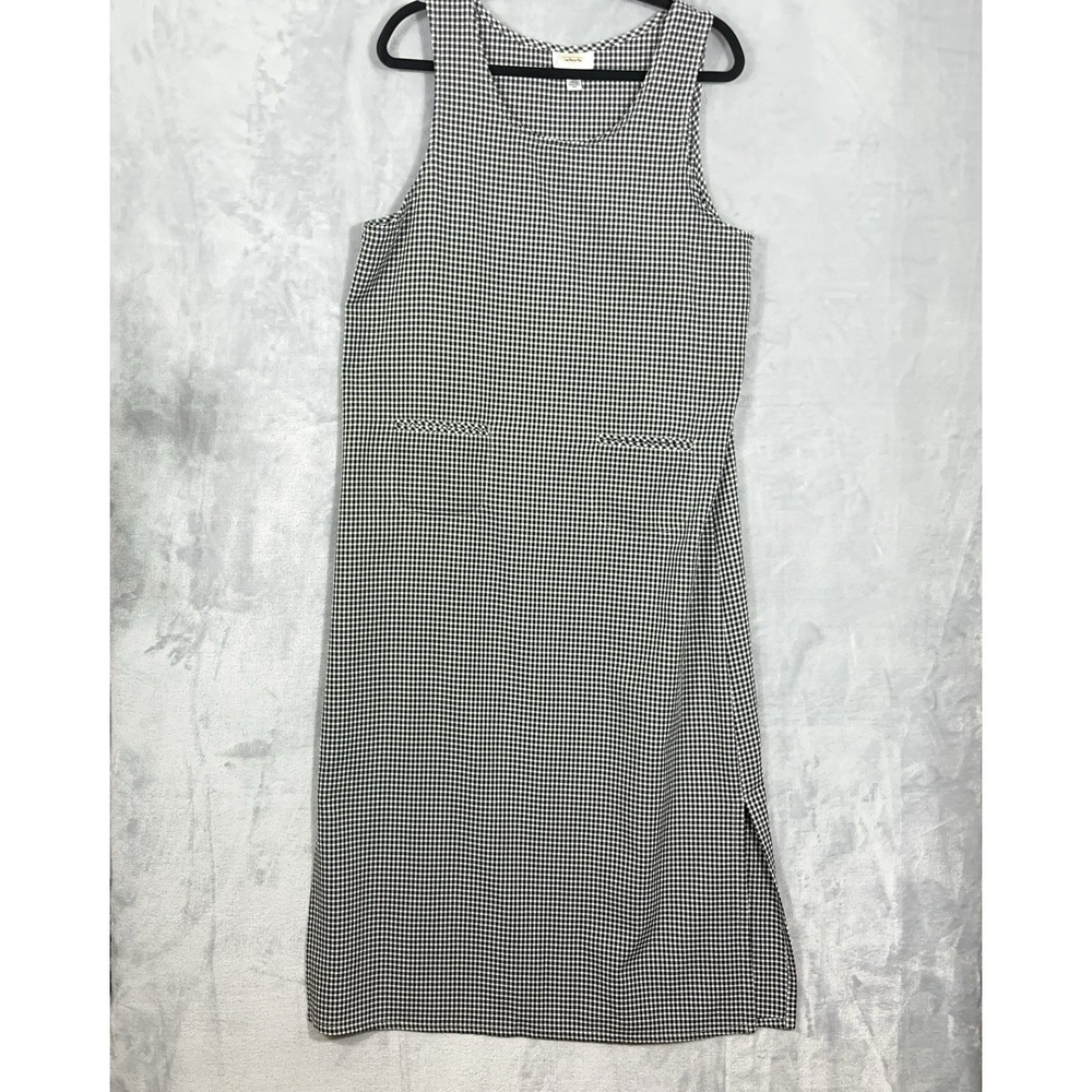 Talbots Jumper Maxi Dress Black Gingham Check Modest Cottagecore 10 USA Made